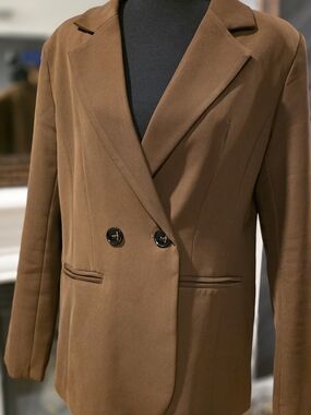 Women's Double Button Brown Blazer Jacket